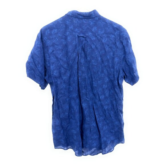 Rodd & Gunn 100% Linen Men's Shirt Size XL Button Up Short Sleeve Leaves Blue - Picture 3 of 4
